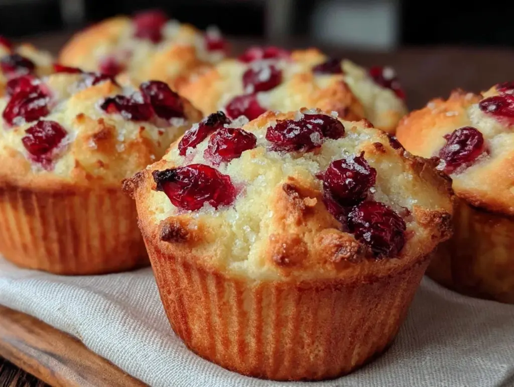 fluffy cranberry lemon muffins - featured image