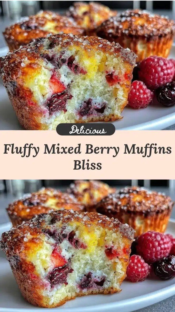 fluffy mixed berry muffins recipe