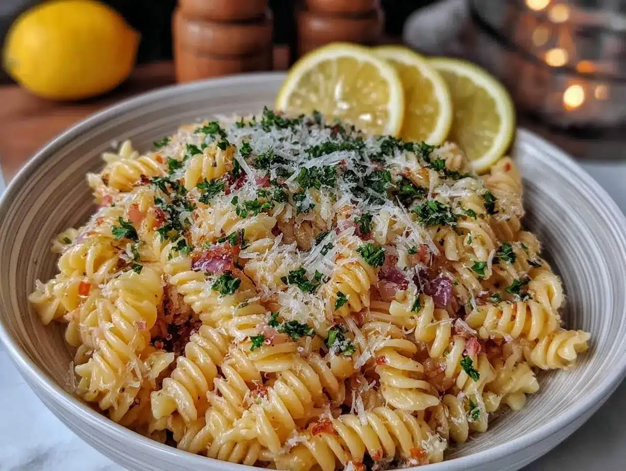 fresh lemon parmesan pasta salad preparation steps