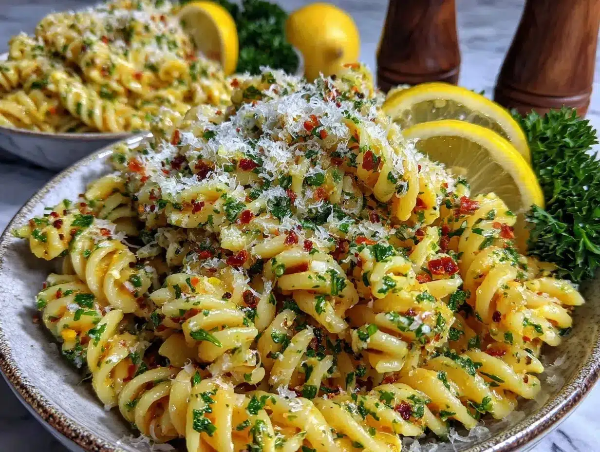 fresh lemon parmesan pasta salad preparation steps