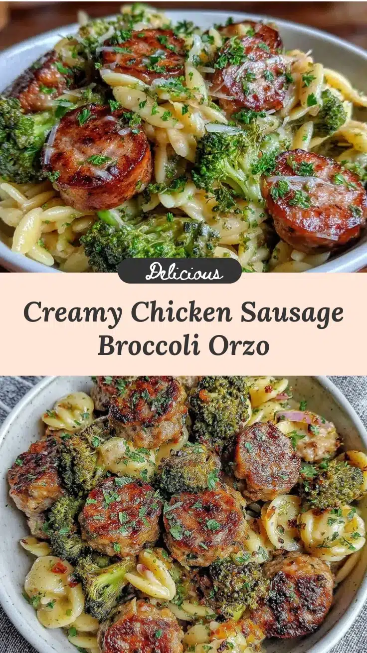 healthy chicken sausage and broccoli orzo recipe