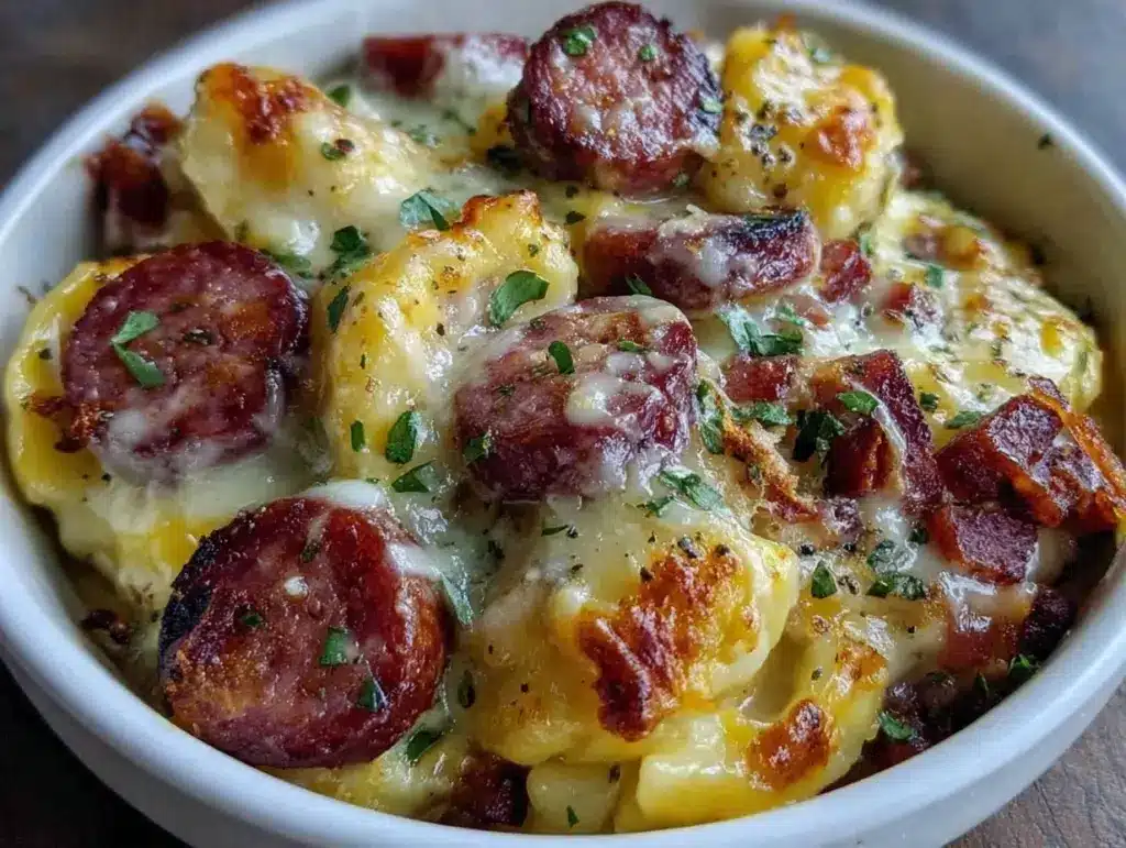 kielbasa pierogi bake - featured image