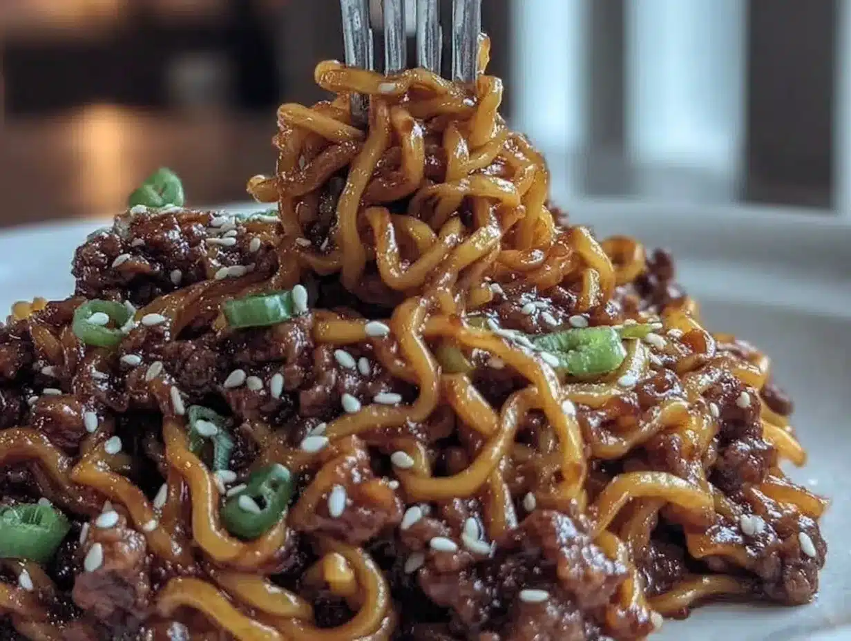 mongolian ground beef noodles preparation steps