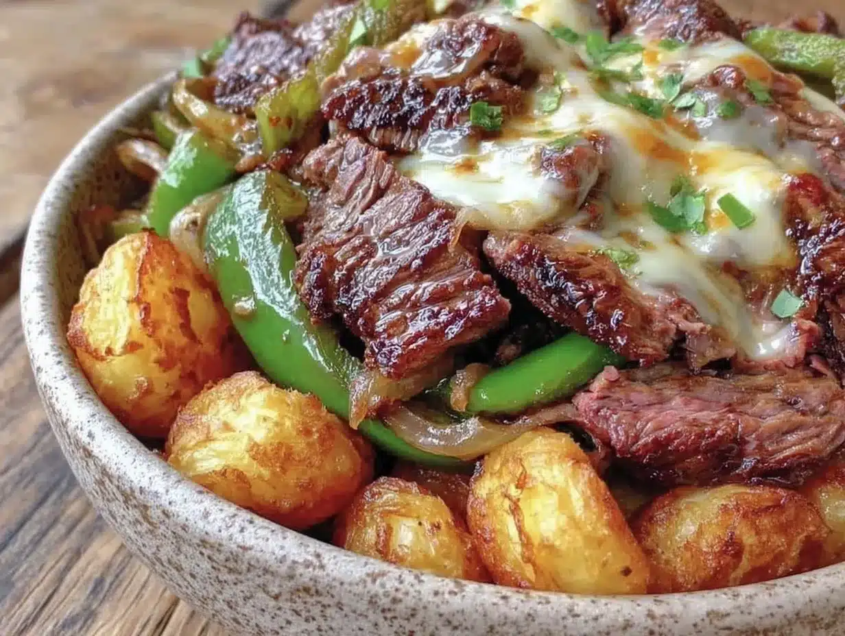 Philly cheesesteak bowl preparation steps