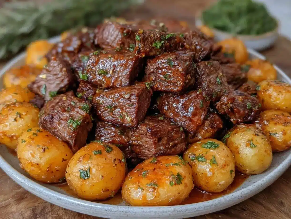 slow cooker garlic butter beef bites preparation steps