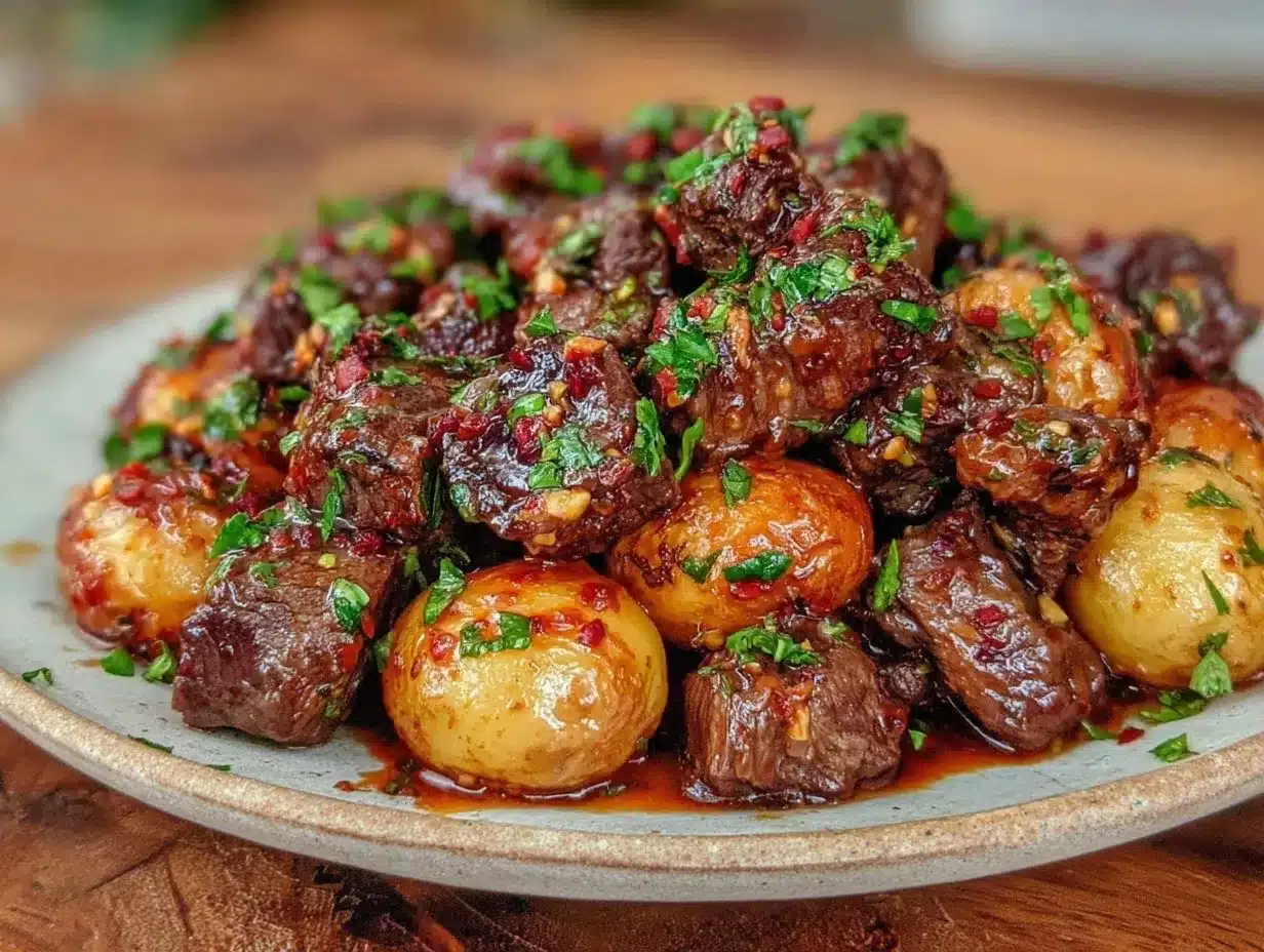 slow cooker garlic butter beef bites preparation steps