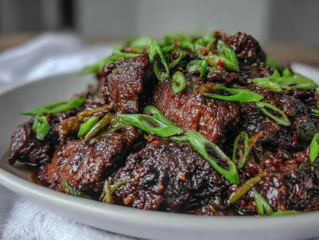 slow cooker mongolian beef - featured image