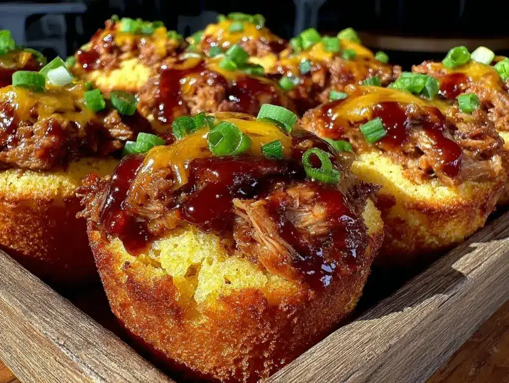 BBQ chicken stuffed cornbread muffins - featured image