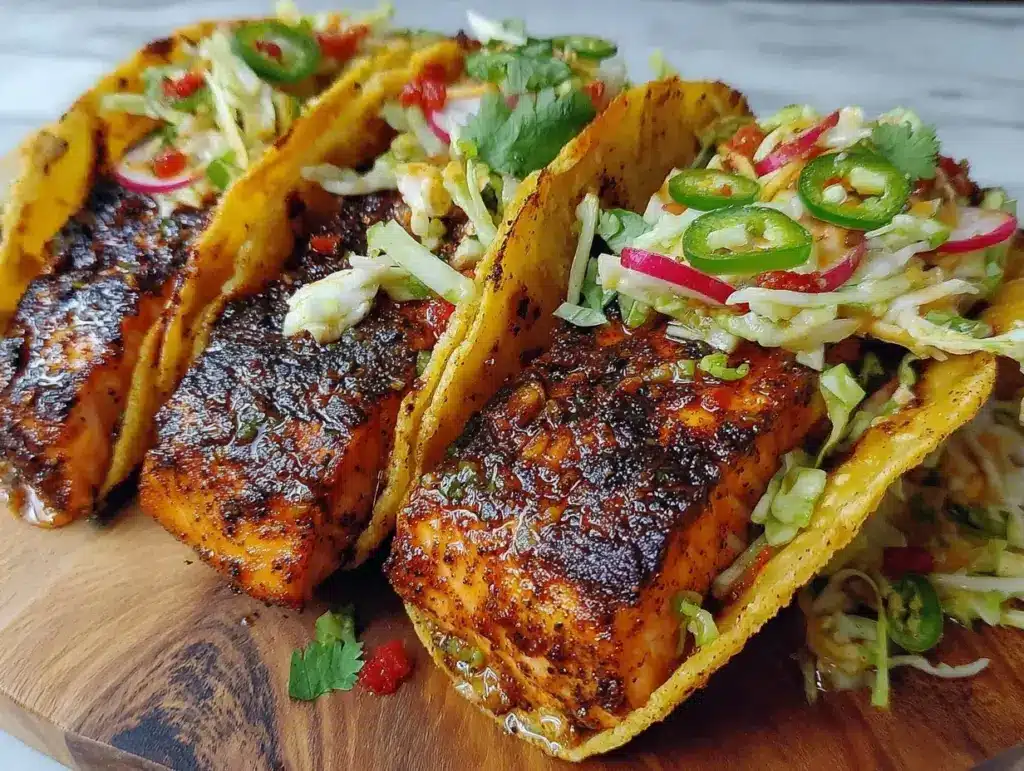 blackened salmon tacos - featured image