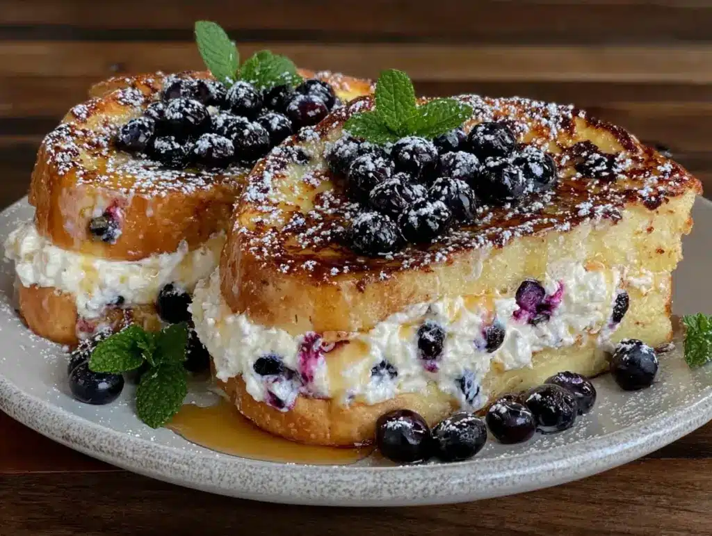 blueberry cream cheese stuffed french toast - featured image