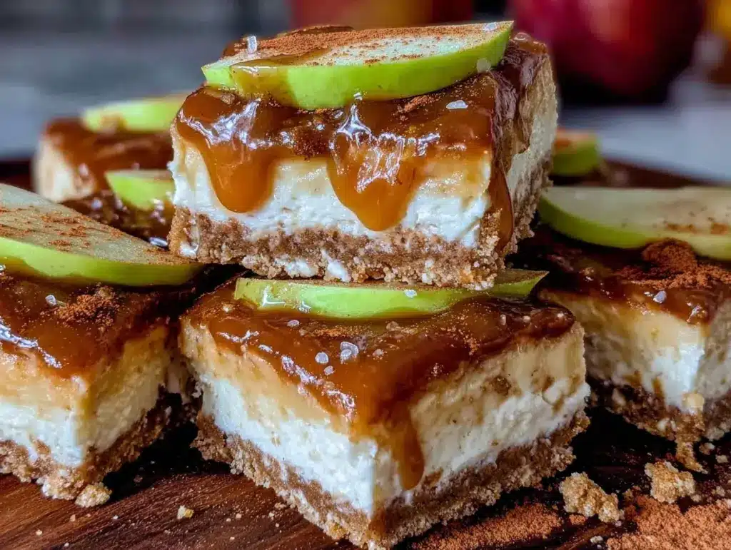 caramel apple cheesecake bars - featured image