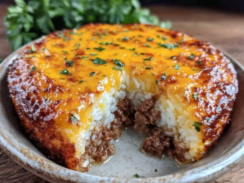 cheesy beef and rice casserole - featured image