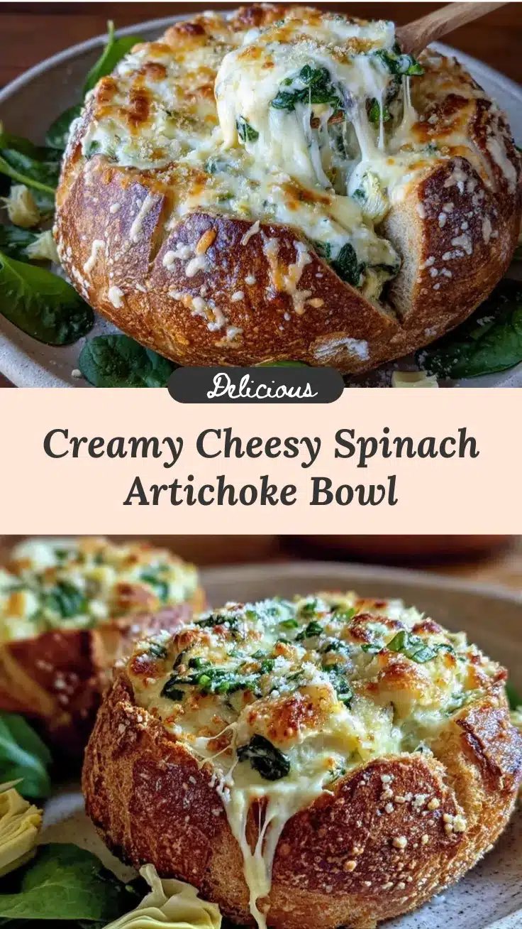 cheesy spinach artichoke bread bowl recipe
