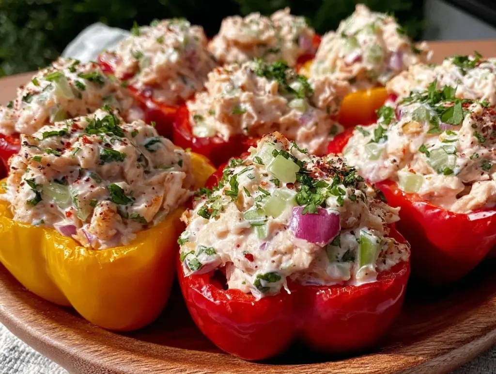 chicken salad stuffed mini peppers - featured image