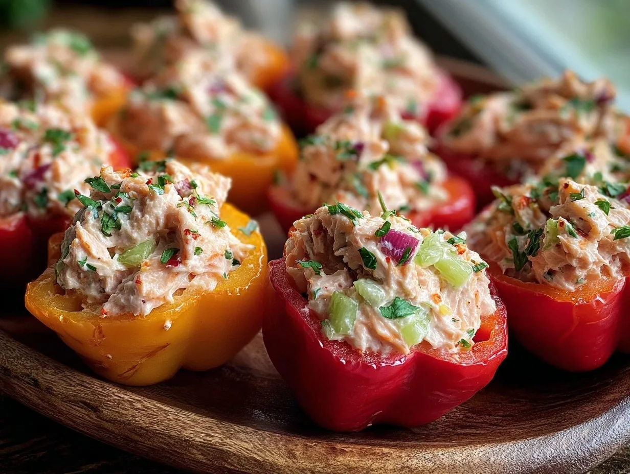chicken salad stuffed mini peppers preparation steps