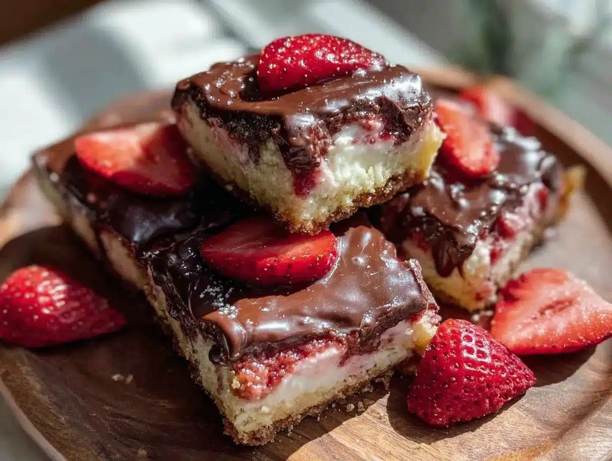 chocolate-covered strawberry cheesecake bars preparation steps