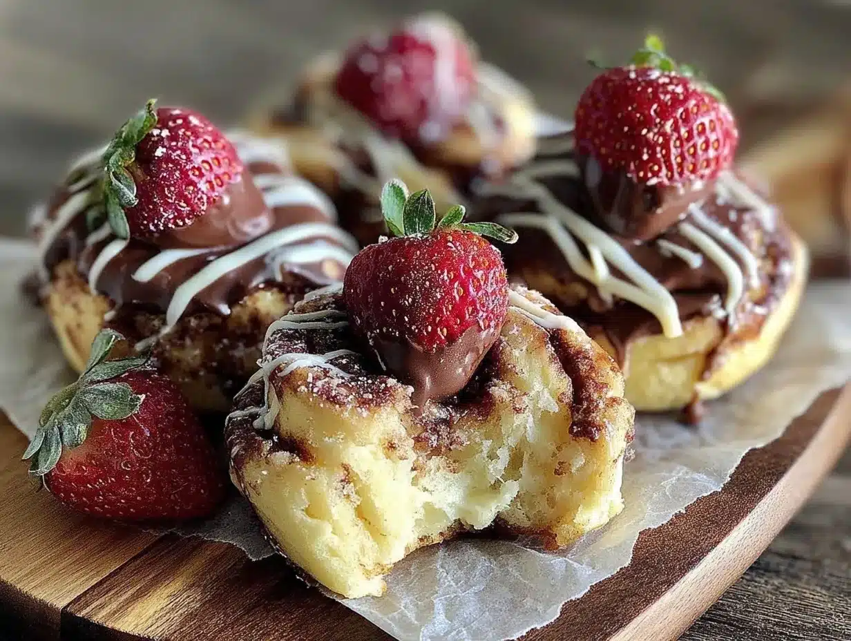 chocolate-covered strawberry cinnamon roll bites preparation steps