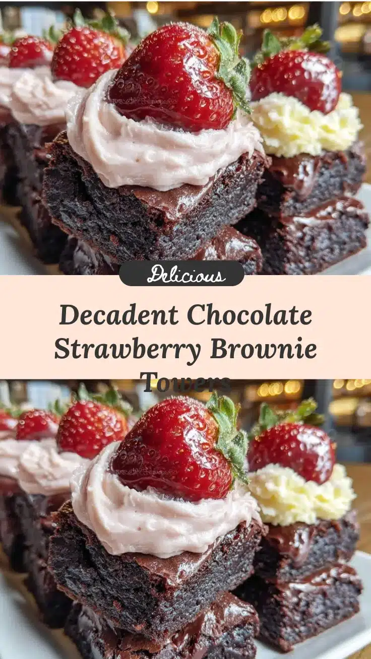 chocolate-covered strawberry frosted brownie towers recipe