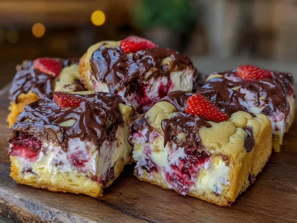 chocolate-covered strawberry ice cream cookie bars - featured image