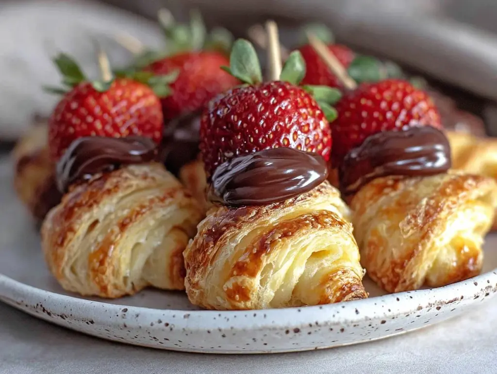 chocolate-dipped strawberry puff pastry twists - featured image