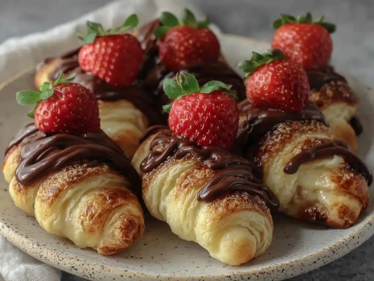 chocolate-dipped strawberry puff pastry twists preparation steps