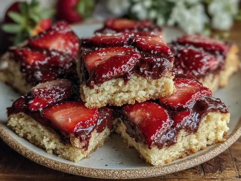 chocolate-dipped strawberry sugar cookie bars - featured image