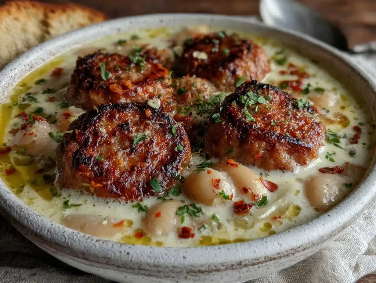 creamy white bean soup with italian sausage preparation steps