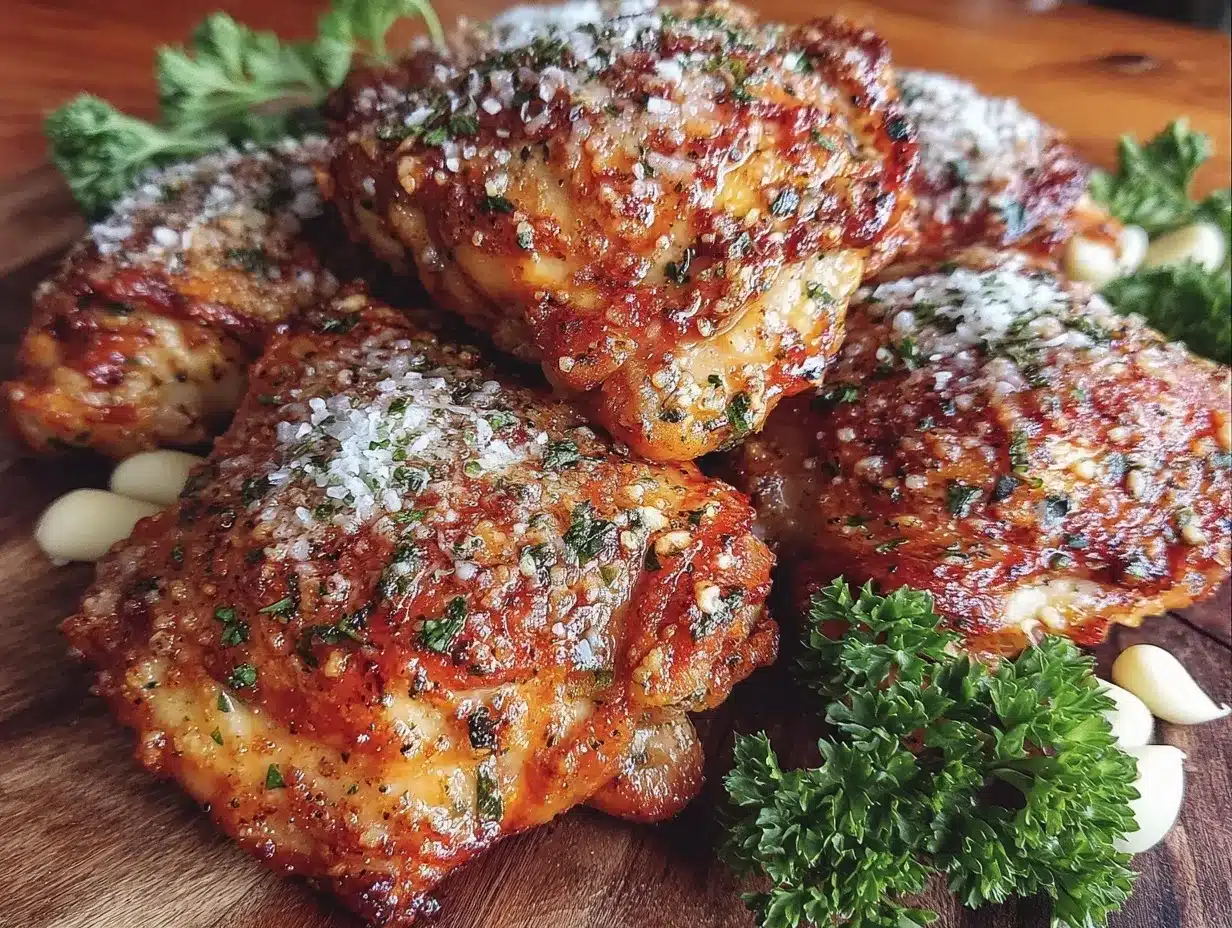 crispy garlic parmesan chicken thighs preparation steps