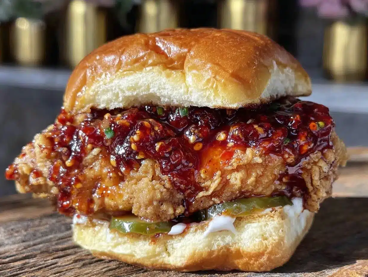 crispy Nashville hot chicken sandwich preparation steps