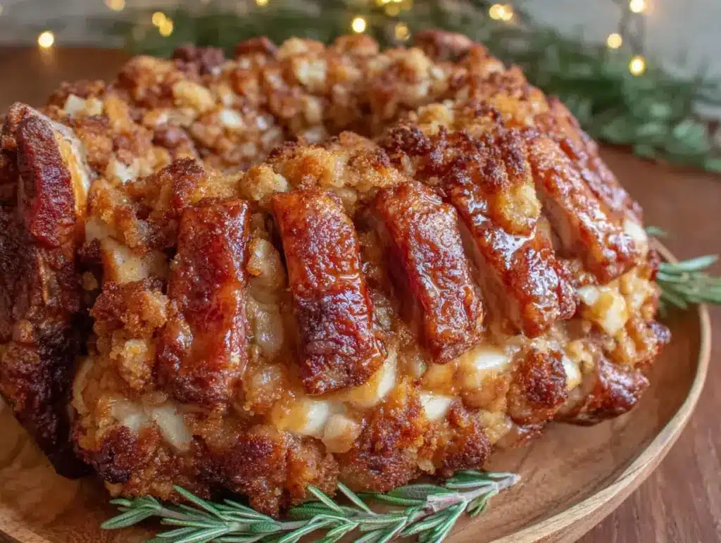 crown roast of pork with apple stuffing - featured image