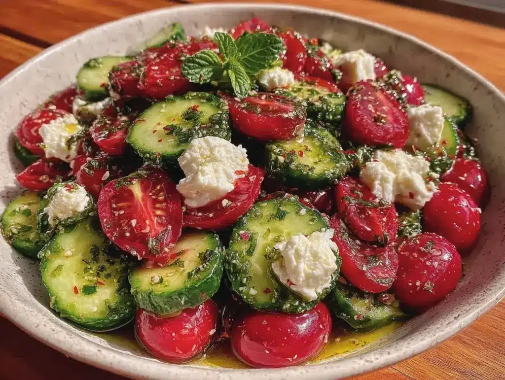 cucumber tomato feta salad - featured image