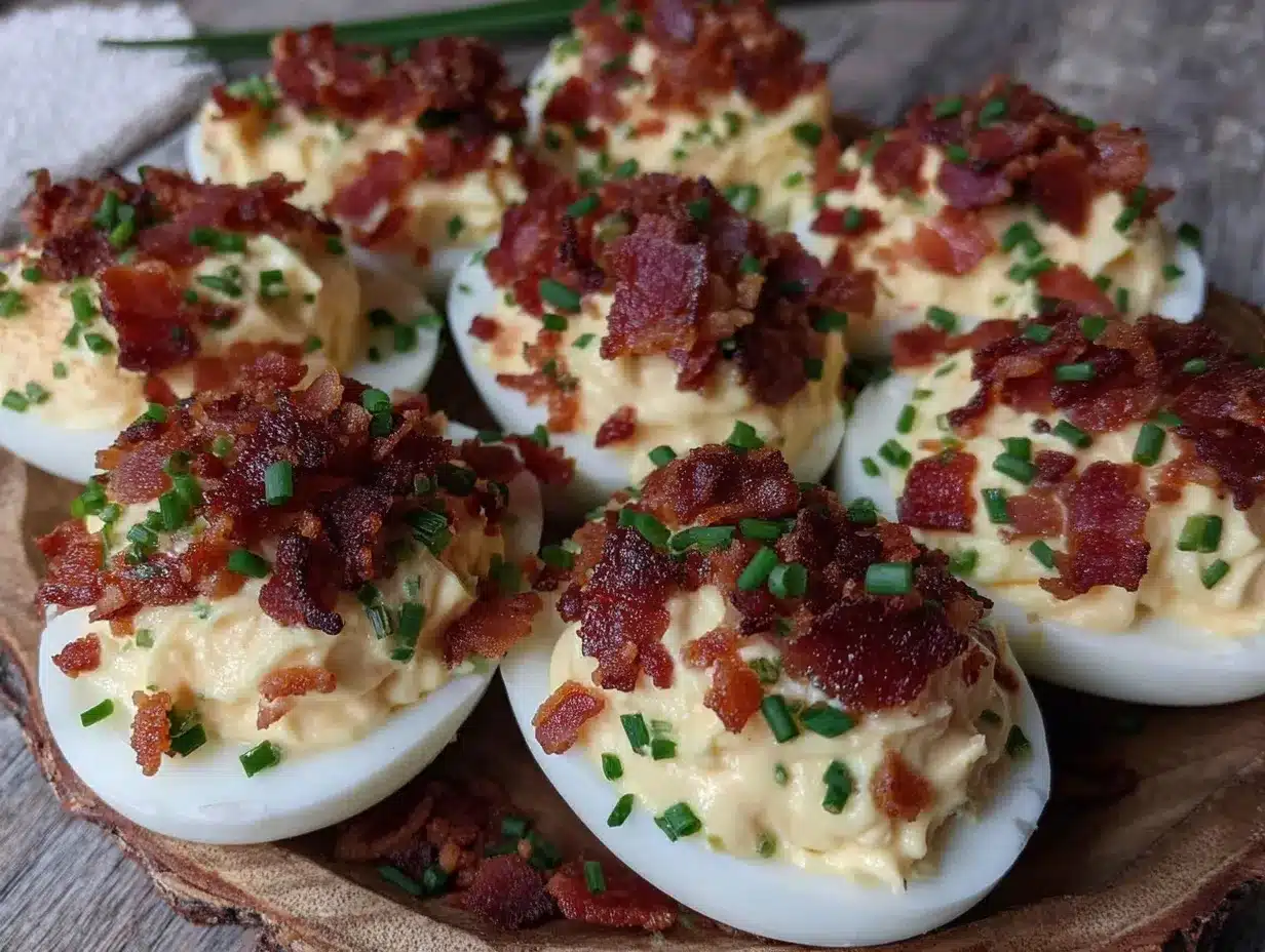 deviled eggs with bacon and chive preparation steps