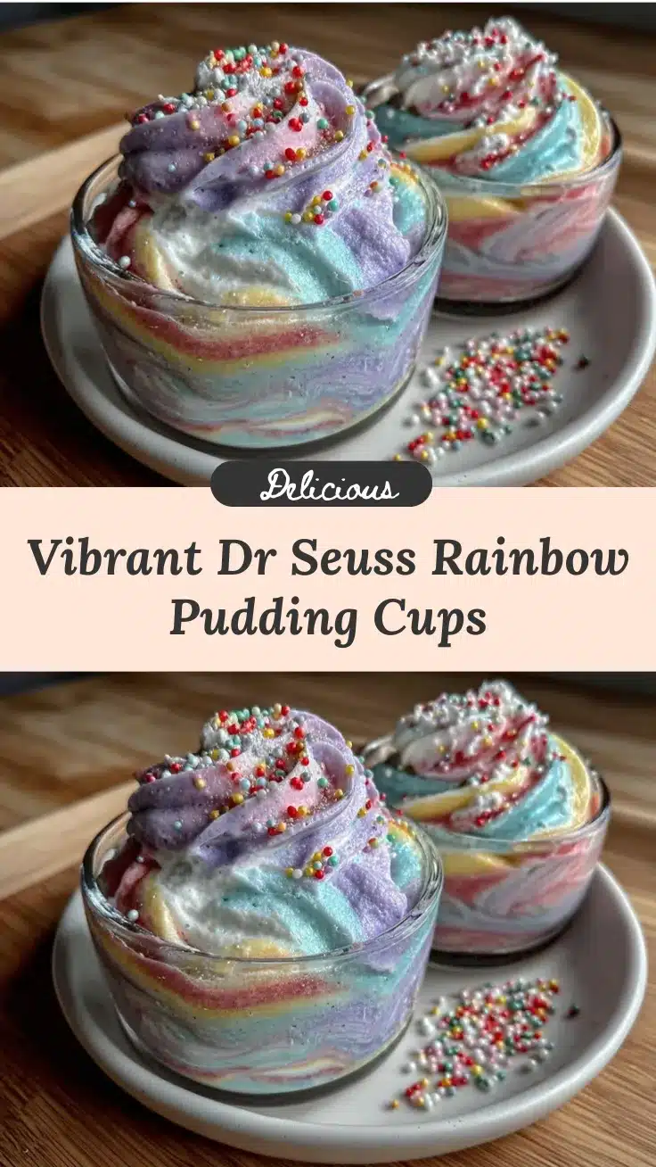 Dr Seuss Rainbow Pink and Blue Pudding Cups recipe