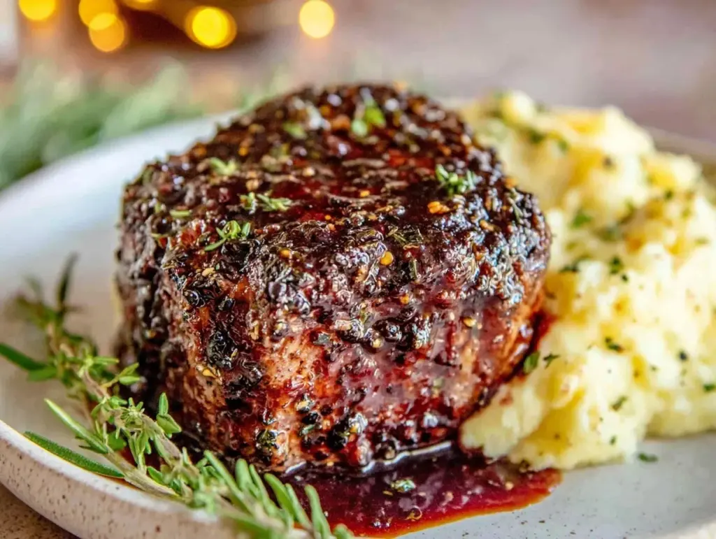 filet mignon with red wine reduction - featured image