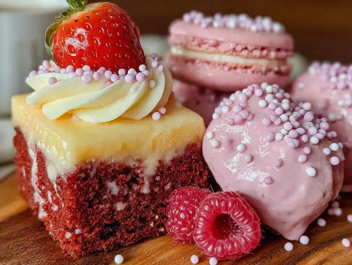 Galentine’s Red Pink Dessert Trio Board preparation steps