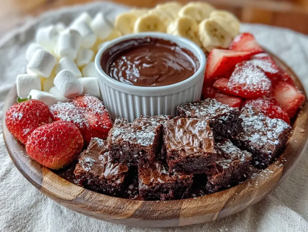 galentines heart shaped brownie fondue tray - featured image