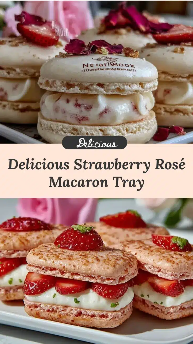 Galentines Strawberry Rosé Macaron Tray recipe
