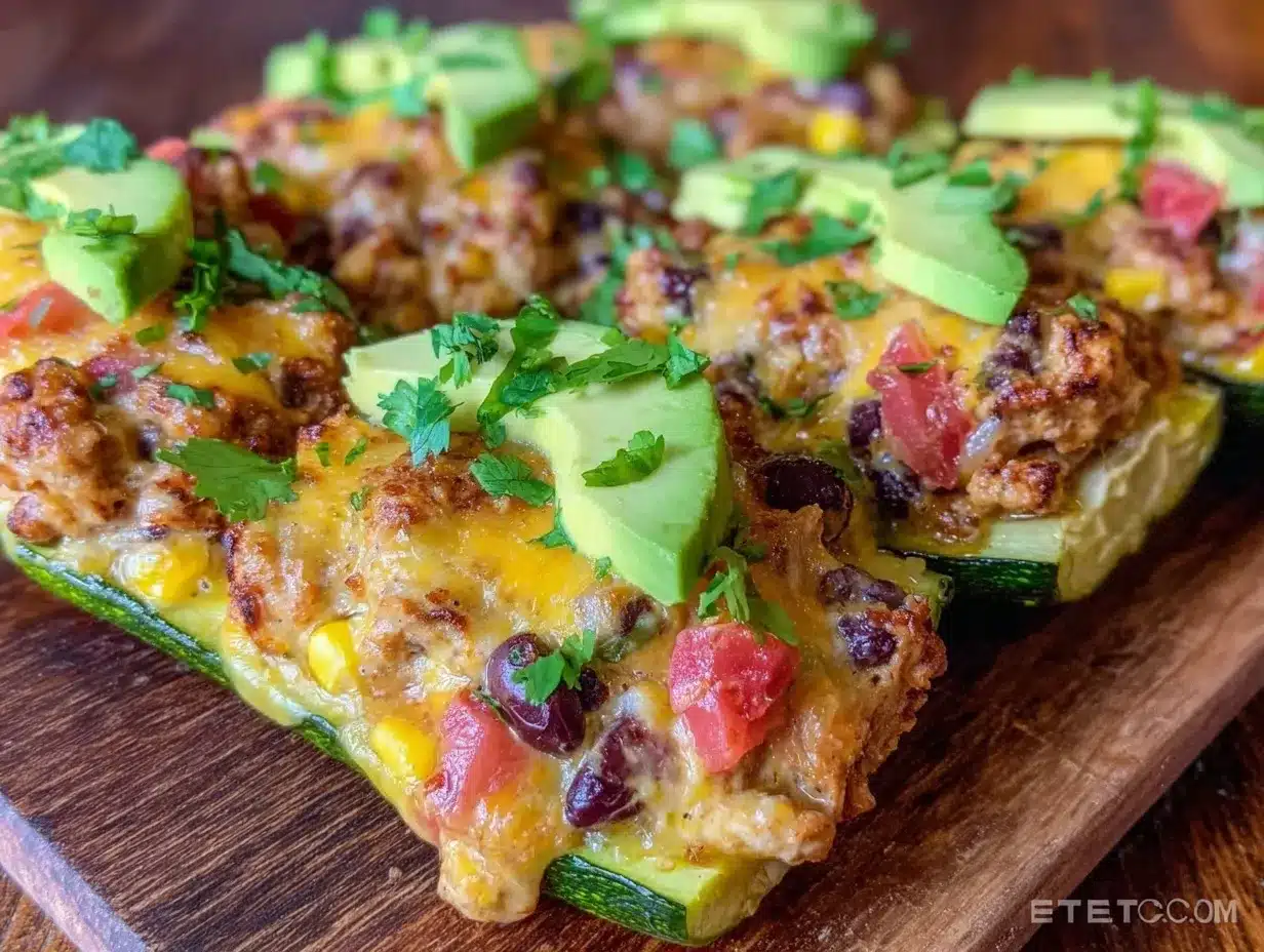 healthy chicken taco zucchini boats preparation steps