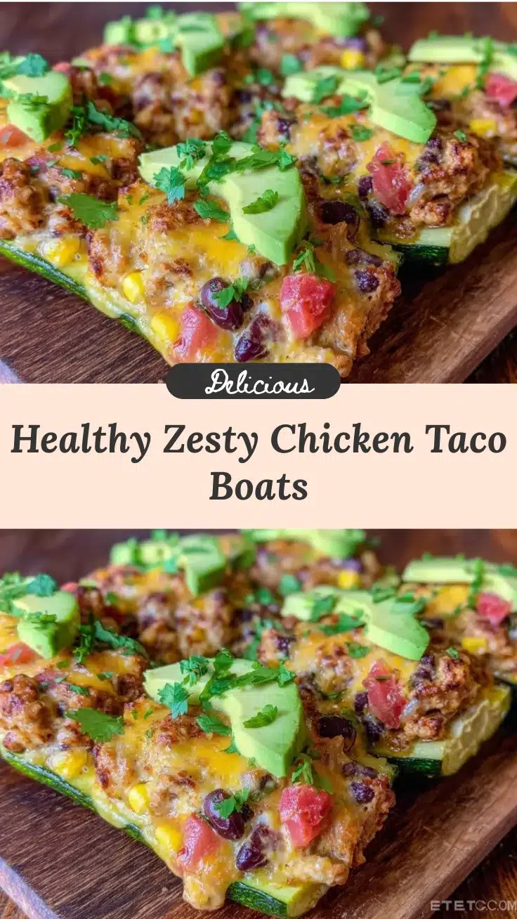 healthy chicken taco zucchini boats recipe