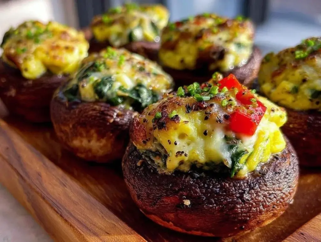 healthy veggie ranch stuffed mushrooms - featured image