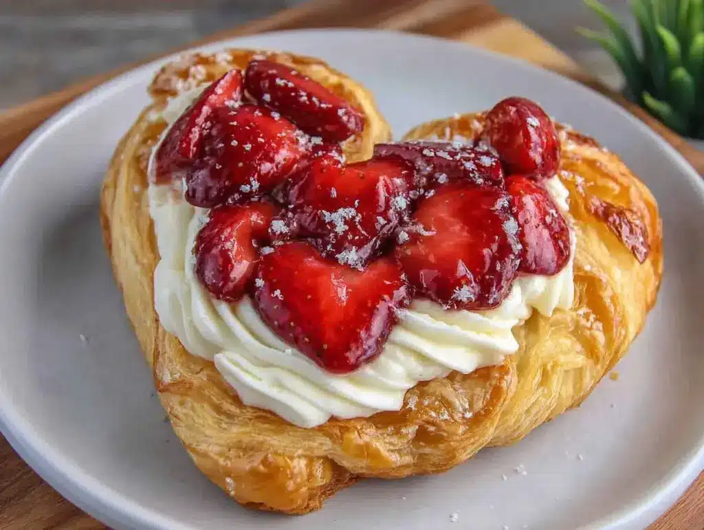 heart-shaped strawberry cream cheese danish - featured image