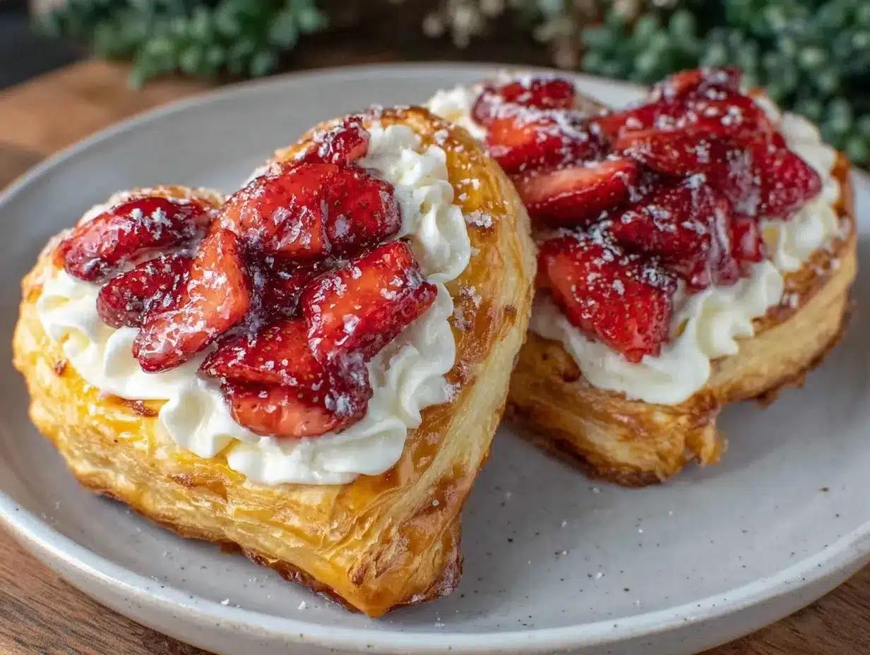 heart-shaped strawberry cream cheese danish preparation steps