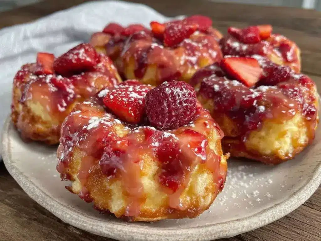 heart-shaped strawberry shortcake donuts - featured image
