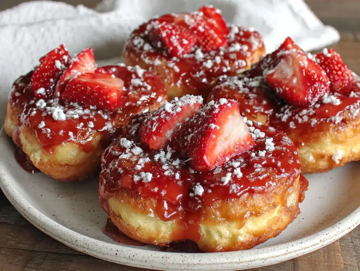 heart-shaped strawberry shortcake donuts preparation steps