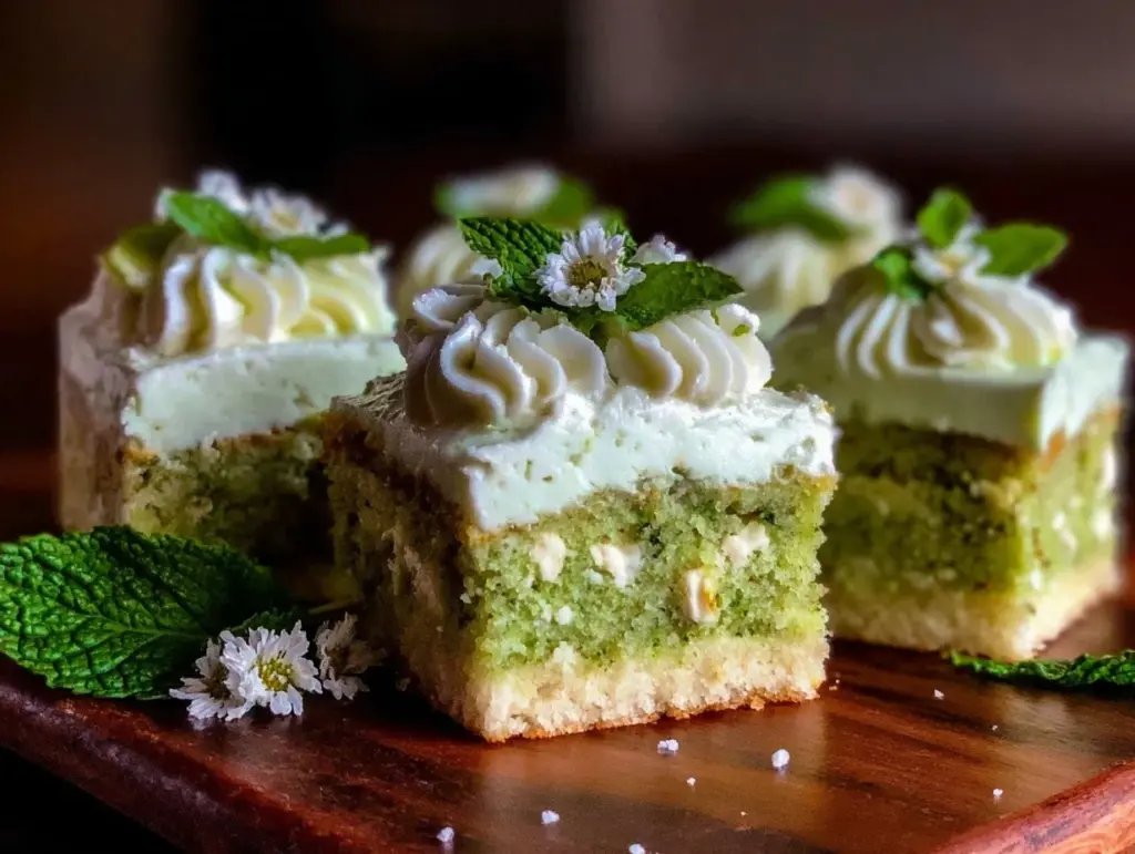 irish mint buttercream squares - featured image