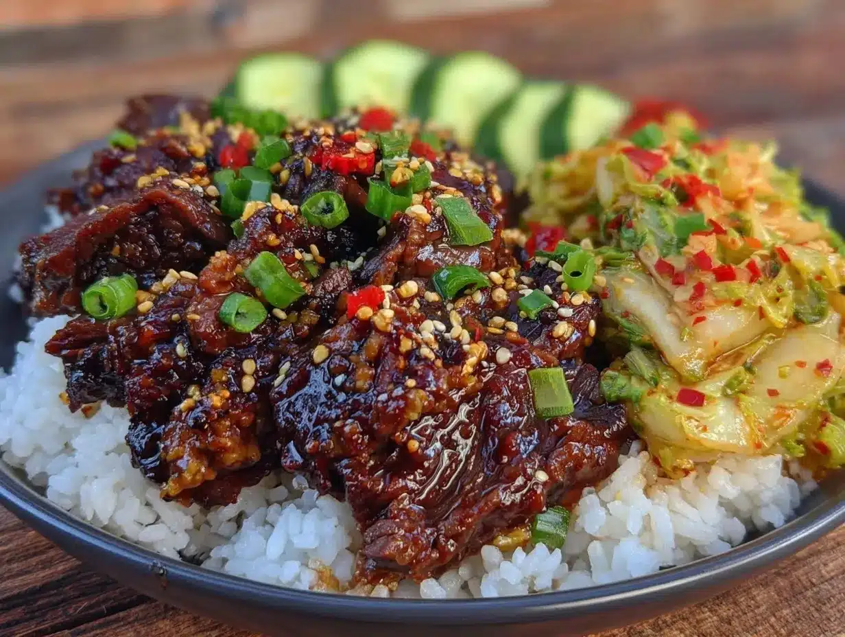 Korean beef bowl preparation steps