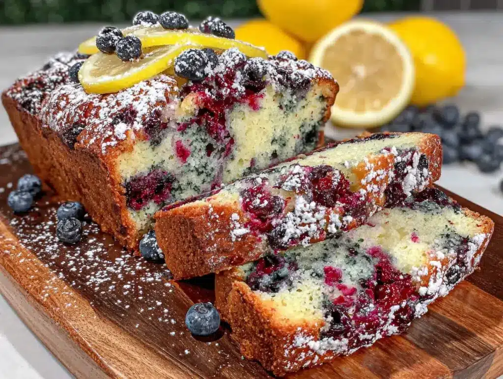 lemon blueberry yogurt loaf cake - featured image