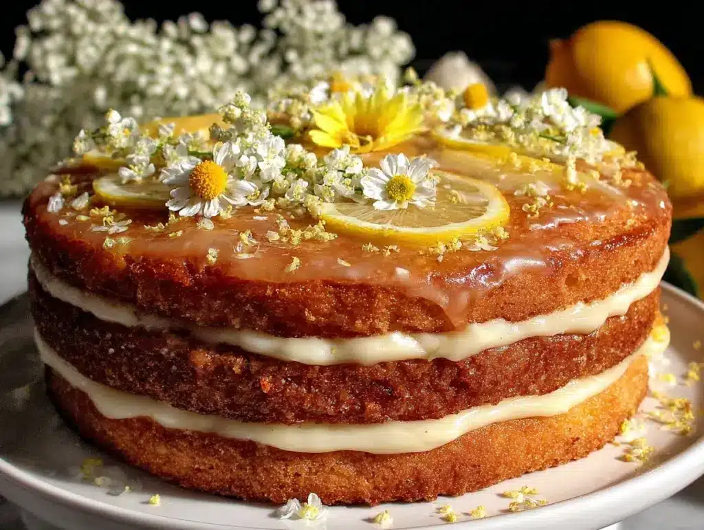lemon elderflower layer cake recipe - featured image