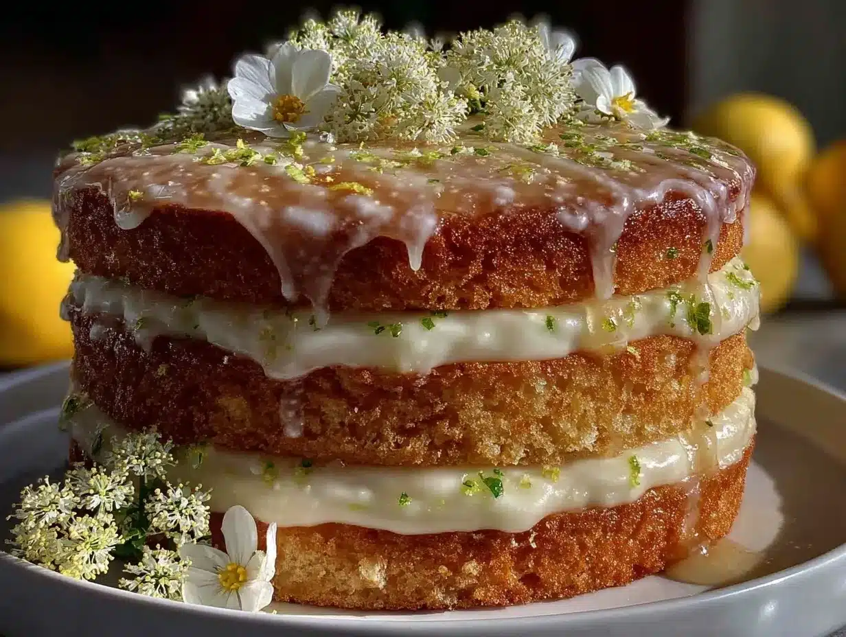lemon elderflower layer cake recipe preparation steps