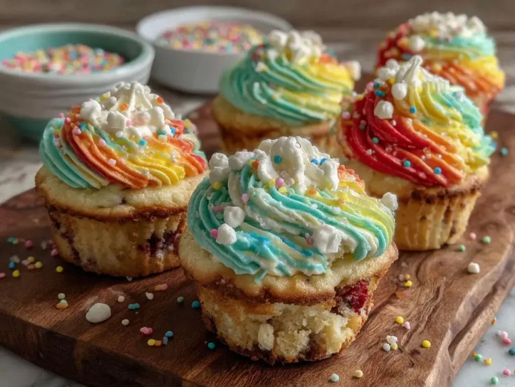 Magical Dr Seuss Rainbow Tornado Cupcakes - featured image